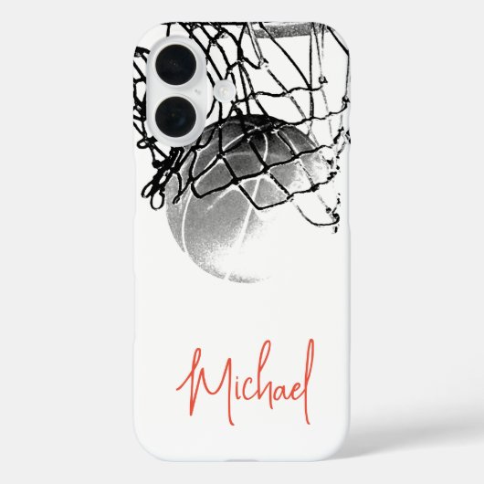 白黒バスケットボールボール&ネットあなたの名前 Case-Mate iPhoneケース (裏面)