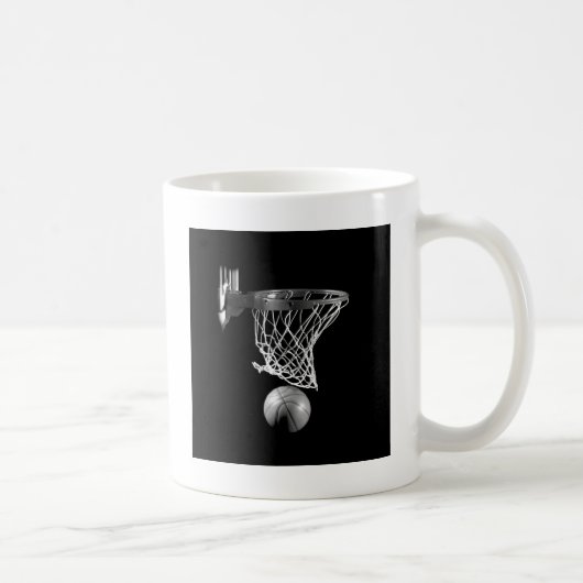 白黒バスケットボール コーヒーマグカップ (右)
