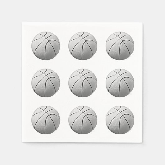 白黒バスケットボール スタンダードカクテルナプキン (正面)