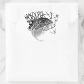 白黒バスケットボール 楕円形シール (バッグ)