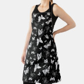 白黒バタフライイラストレーションパターンデザイン エプロン (インサイチュ)