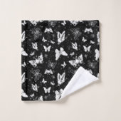 白黒バタフライイラストレーションパターンデザイン バスタオルセット (ウォッシュタオル)