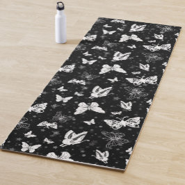 白黒バタフライイラストレーションパターンデザイン ヨガマット