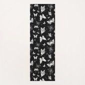 白黒バタフライイラストレーションパターンデザイン ヨガマット (正面)