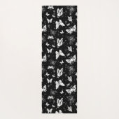 白黒バタフライイラストレーションパターンデザイン ヨガマット (裏面)