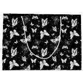 白黒バタフライイラストレーションパターンデザイン ラージペーパーバッグ (裏面)