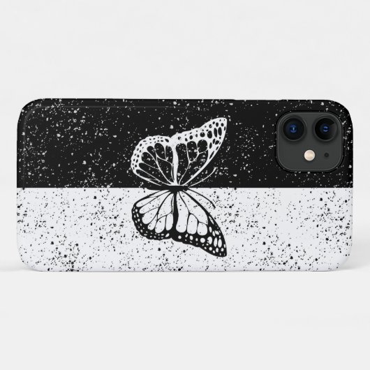 白黒バタフライエレガントクライ点々のある Case-Mate iPhoneケース (裏面(横))