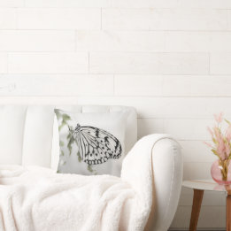白黒バタフライオンツリーブランチ クッション