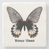 白黒バタフライカスタム石コースター ストーンコースター (正面)