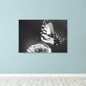 白黒バタフライキャンバス キャンバスプリント (インサイチュ (ウッドフロア))