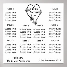 白黒バタフライハート結婚の座席 ポスター