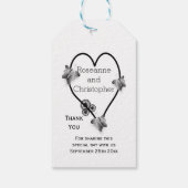 白黒バタフライハート結婚デザイン ギフトタグ (裏面)