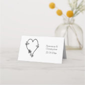 白黒バタフライハート結婚デザイン プレイスカード (裏面)