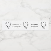 白黒バタフライハート結婚デザイン ペットボトルラベル (シングルラベル)