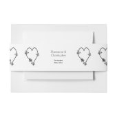 白黒バタフライハート結婚デザイン 招待状ベリーバンド (正面例)