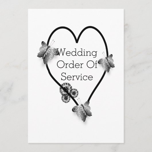 白黒バタフライハート結婚式 プログラム (正面)
