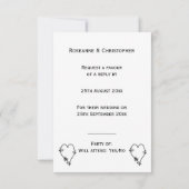 白黒バタフライハート結婚式RSVP 出欠カード (裏面)