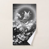 白黒バタフライファンタジー バスタオルセット (ハンドタオル)