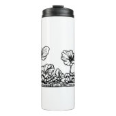 白黒バタフライフローラトラベルタンブラー タンブラー (正面)