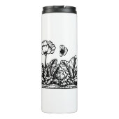 白黒バタフライフローラトラベルタンブラー タンブラー (裏面)