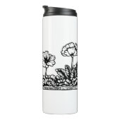 白黒バタフライフローラトラベルタンブラー タンブラー (回転右)