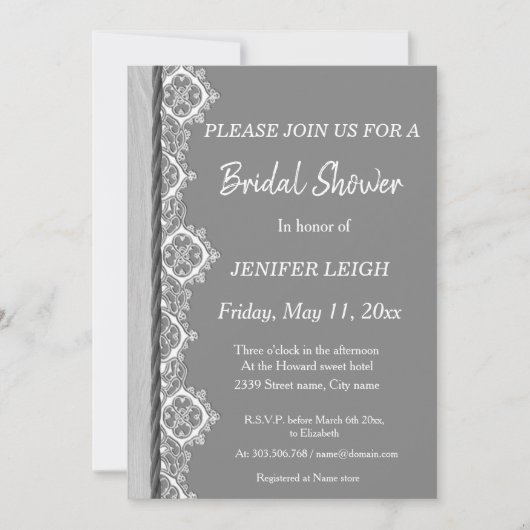 白黒バタフライブライダルシャワー 招待状 (正面)