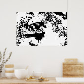 白黒バタフライポスター ポスター (キッチン)