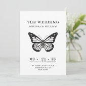 白黒バタフライモダンシンプル結婚 招待状 (スタンド正面)