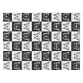 白黒バタフ市松模様にロックプリント テーブルクロス (正面(横))