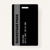 白黒バックステージパスイベントスタッフブラックID バッジ (裏面)