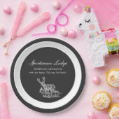 白黒バックデザイン ペーパープレート (パーティー)