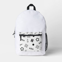 白黒バックパックスケートボードデザイン プリントバックパック