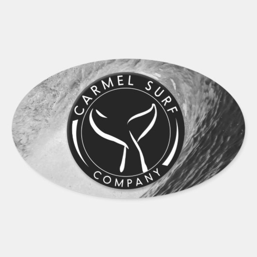 白黒バッジのロゴシール 楕円形シール (正面)