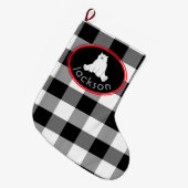 白黒バッファローのチェックでホッキョクグマ ラージクリスマスストッキング (正面 (吊り時))