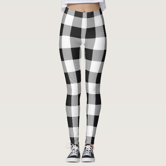 白黒バッファローのプレイドクリスマス レギンス (正面)