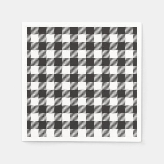 白黒バッファローのプレイドナプキン スタンダードカクテルナプキン (正面)