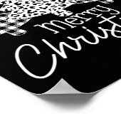 白黒バッファローのプレイドメリークリスマスクリスマス ポスター (角)