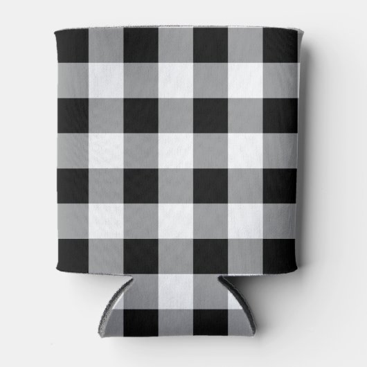 白黒バッファローのプレイドモダンパターン 缶クーラー (正面)