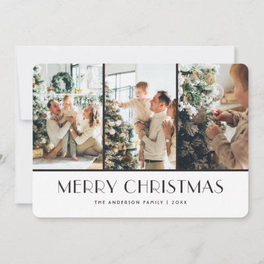 白黒バッファローのプレイド写真クリスマス シーズンカード (正面)