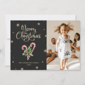 白黒バッファローのプレイド写真クリスマス シーズンカード (正面)