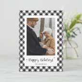 白黒バッファローのプレイド写真ホリデーカード シーズンカード (スタンド正面)