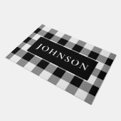 白黒バッファローのプレイド形式 ドアマット (アングル)