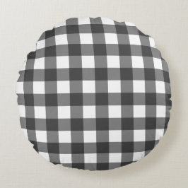 白黒バッファローのプレイド ラウンドクッション