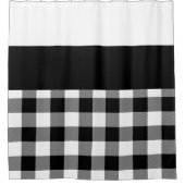 白黒バッファローの格子模様のカラーブロック シャワーカーテン (正面)
