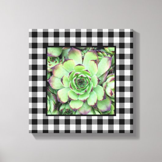 白黒バッファローの格子縞の写真 キャンバスプリント (正面)