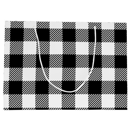 白黒バッファローの格子縞- ラージペーパーバッグ (裏面)