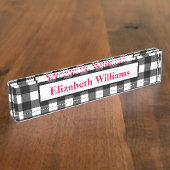 白黒バッファローの点検の名札 デスクネームプレート (側面)