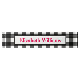白黒バッファローの点検の名札 デスクネームプレート