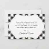 白黒バッファローひまわり結婚の花 サンキューカード (裏面)