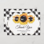 白黒バッファローひまわり結婚の花 サンキューカード (正面/裏面)